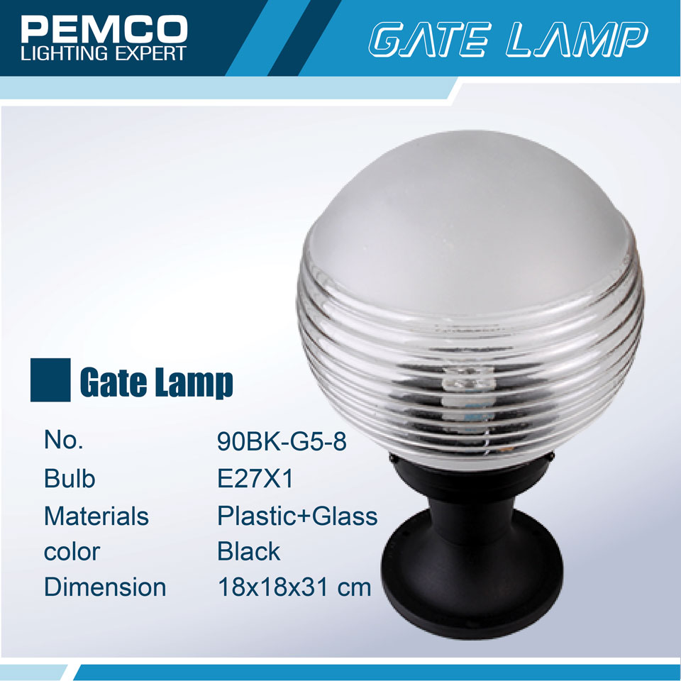 PEMCO โคมไฟหัวเสาหน้าบ้าน โคมไฟตั้งพื้นสนาม ขั้วE27 (แพ็ค 1 ชุด)90BK-G5-8