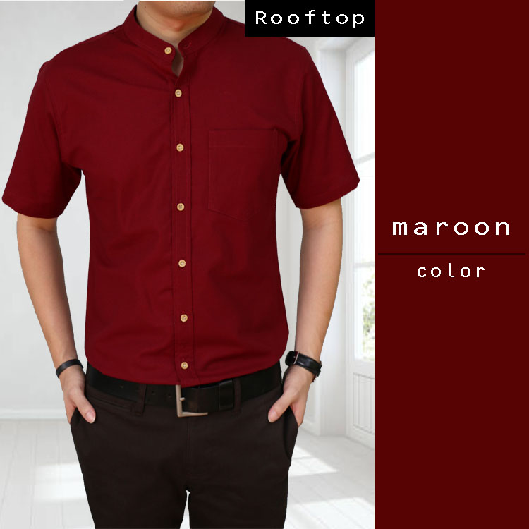 Rooftop เสื้อเชิ้ตแขนสั้น คอจีน 16 สี เสื้อเชิ้ต ผู้ชาย  สไตล์เกาหลี ไม่ร้อน