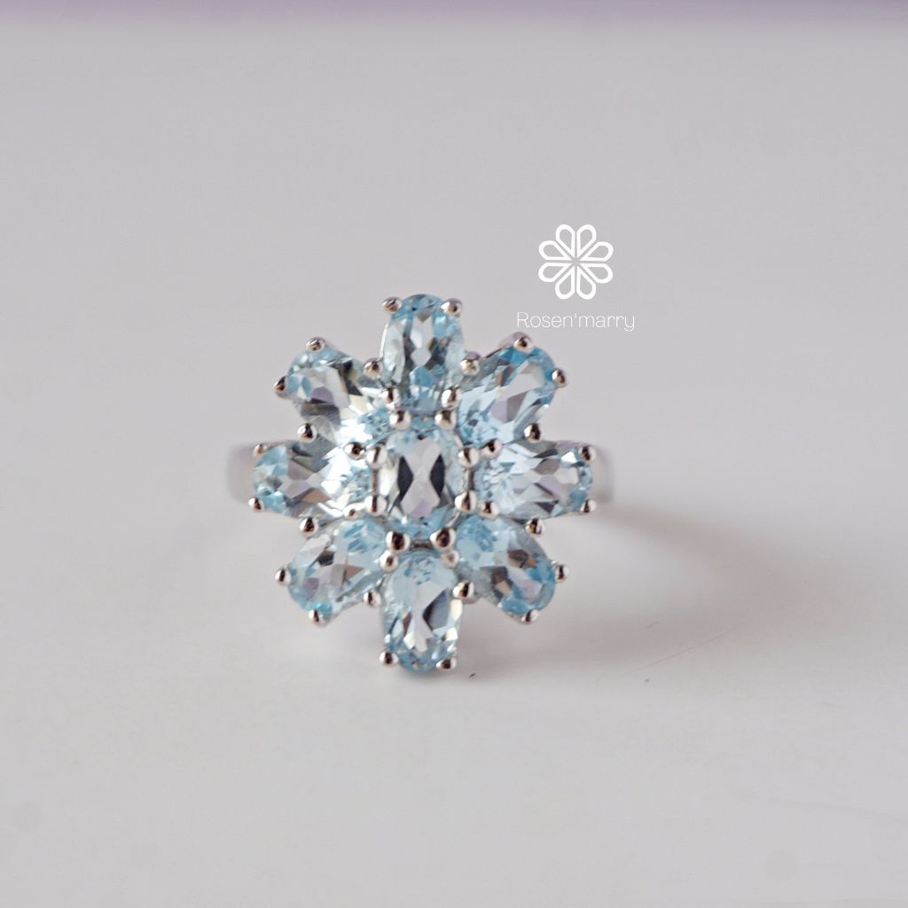 Rosen'Marry/Genuine Topaz Ring, 6 Carats, 925 Sterling Silver Body, Gold Plated, with Box Rr136 ราคา 3,467 บาท*ส่งฟรี