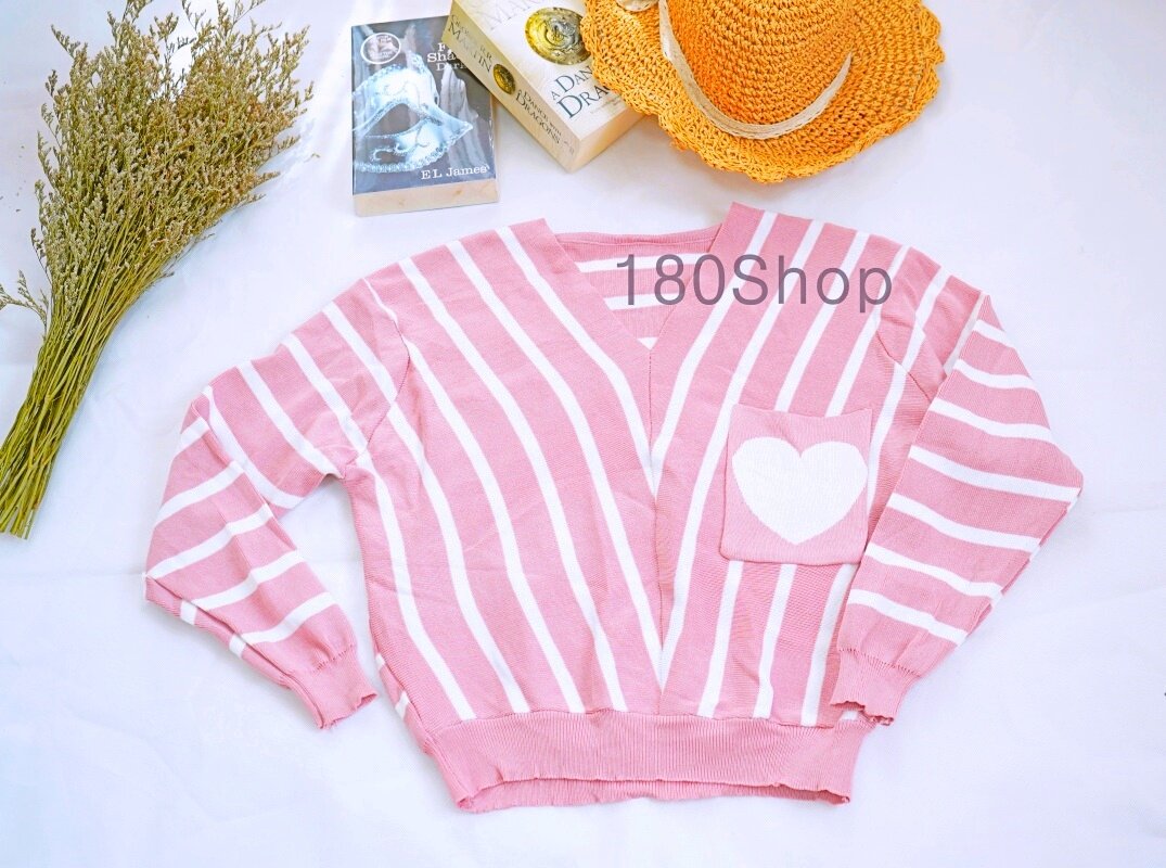 180Shop - พร้อมส่ง เสื้อไหมพรม ผ้าเนื้อดี 0572 หัวใจ