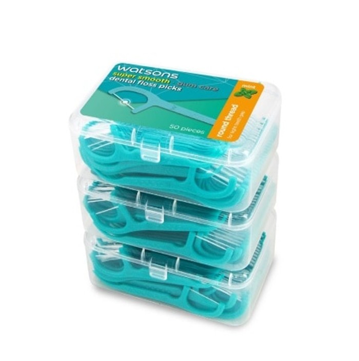 Watsons วัตสันไหมขัดฟันชนิดด้าม แพค 3 กล่องละ 50ชิ้น Watson
