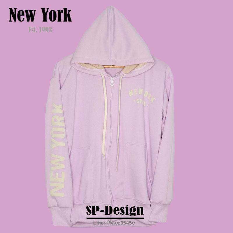 เสื้อคลุมมีฮูด เสื้อกันหนาว New York Hoodie สกรีนแขน