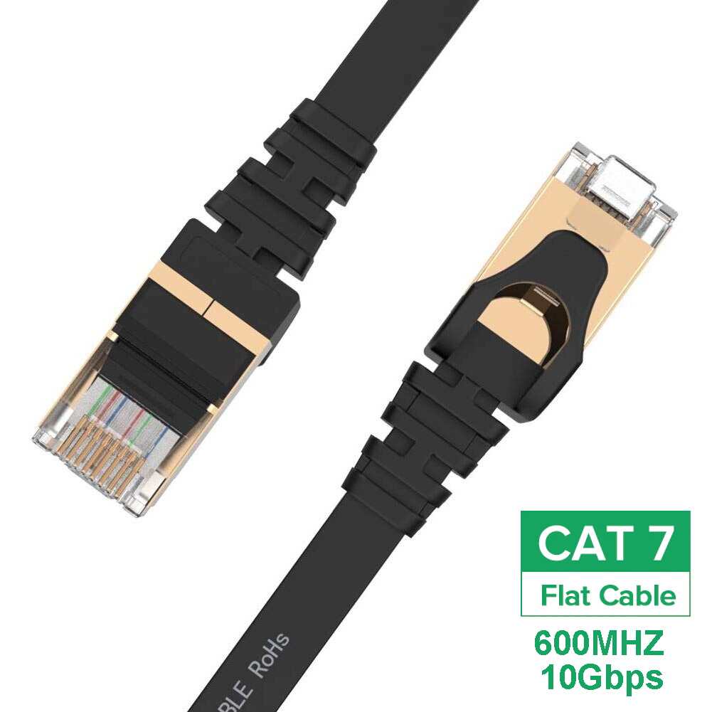 สายแลน สายแบน CAT7 สาย LAN CAT7 สายแลน CAT7 FLAT FTP แบบแบน สายต่อเน็ต LAN Cable CAT 7  Ethernet Cable RJ45 Network Cable lan Patch Cord For Router Laptop XBox PC 1/2/3/5/10m. / D-PHONE