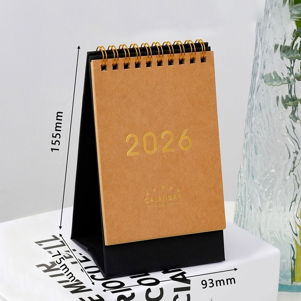 ZOOGGJZ แบบพกพา ปฏิทินตั้งโต๊ะปี 2026 ตกแต่งโต๊ะทำงาน คอยล์ ปฏิทินขนาดเล็ก ง่าย สมุดวางแผนรายวัน ของใช้สำนักงานและโรงเรียน