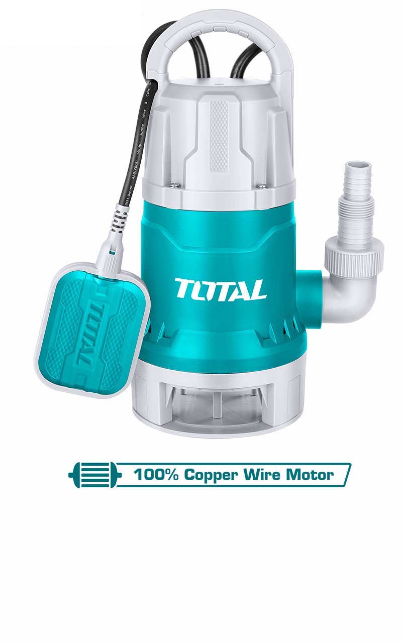 TOTAL ปั๊มไดโว่ รุ่น TWP87506 ขนาด 750W อัตโนมัติ มีลูกลอย ท่อ 1 นิ้ว 220 โวลท์ ปั๊มแช่ ดูดโคลน Submersible Pump ปั๊มน้ำ ไดโว่ ปั๊มจุ่ม