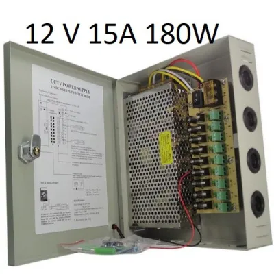 ตู้จ่ายไฟ Switching Power Supply 9 Ch. 12V 15A 180W สำหรับกล้องวงจรปิด 9 จุด