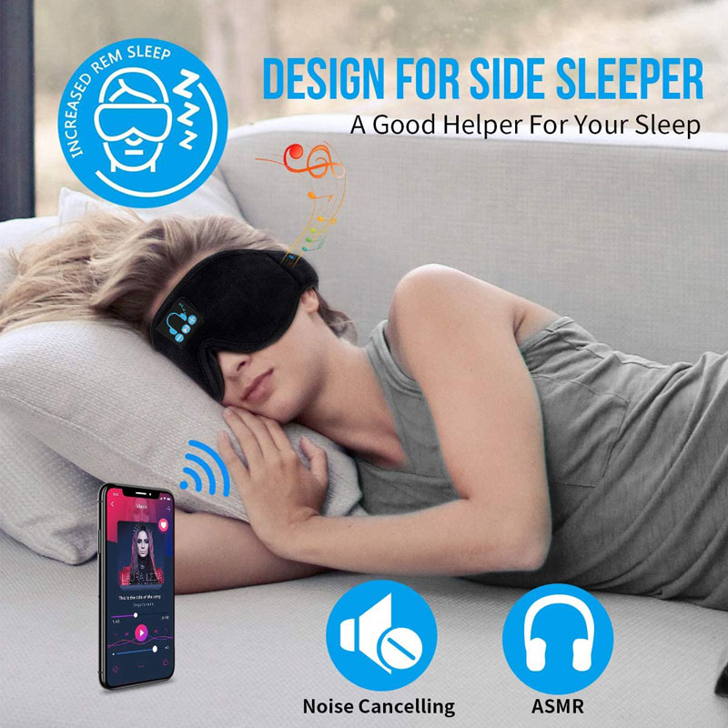 Sleep Headphones 3D Sleep Mask Bluetooth 5.0 Wireless Music Eye Mask พร้อมลำโพง HD Stereo บางเฉียบสำหรับ Sleeping Air Travel