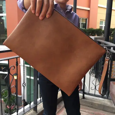 VIDA552 leather handbag, handbag, men's / women's handbag Document bag (Yellow brown)