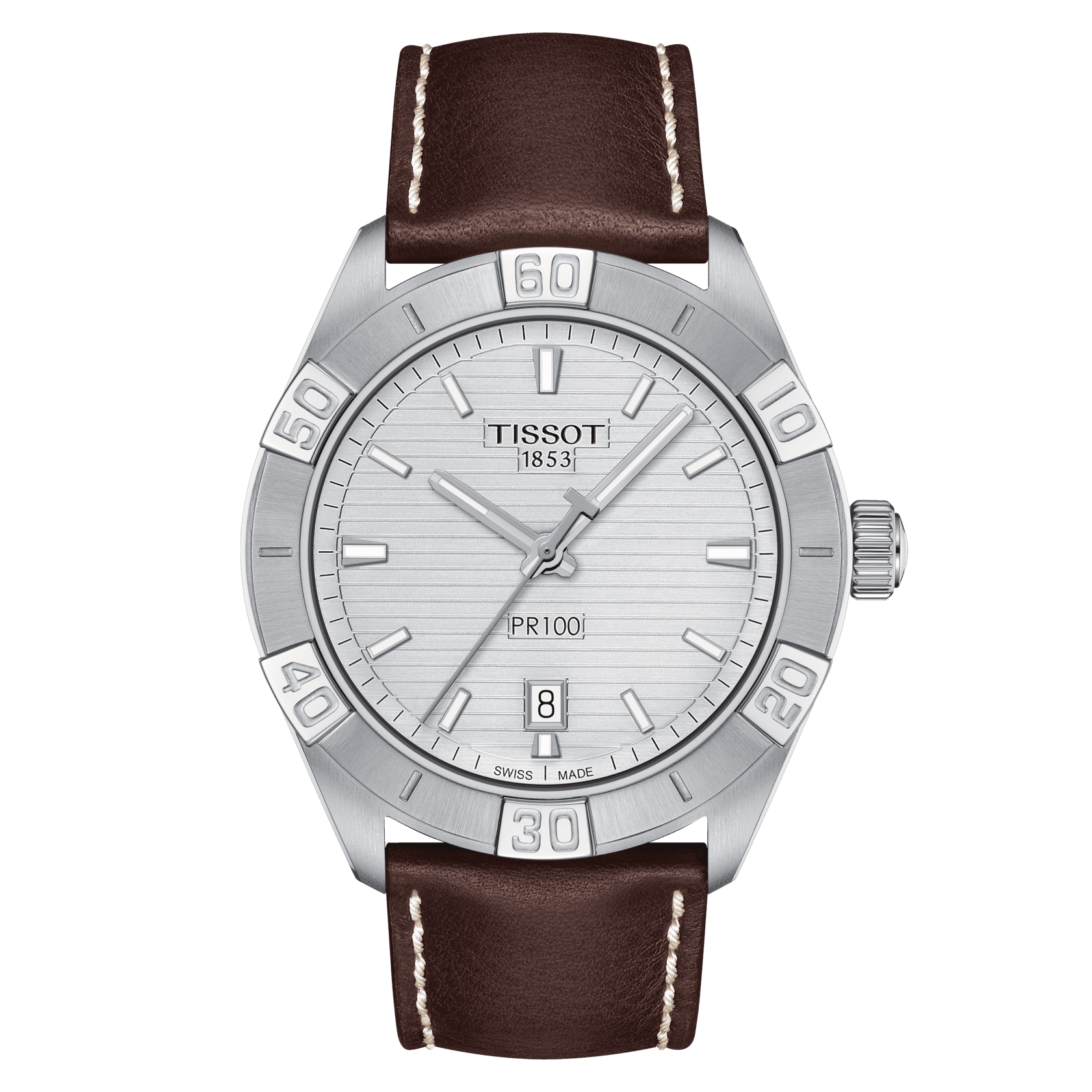 Tissot PR 100 Sport Gent Quartz ทิสโซต์ พี อาร์ 100 สปอร์ต เจนท์ สีเงิน น้ำตาล T1016101603100 นาฬิกาสำหรับผู้ชาย ราคา 11,800 บาท*ส่งฟรี