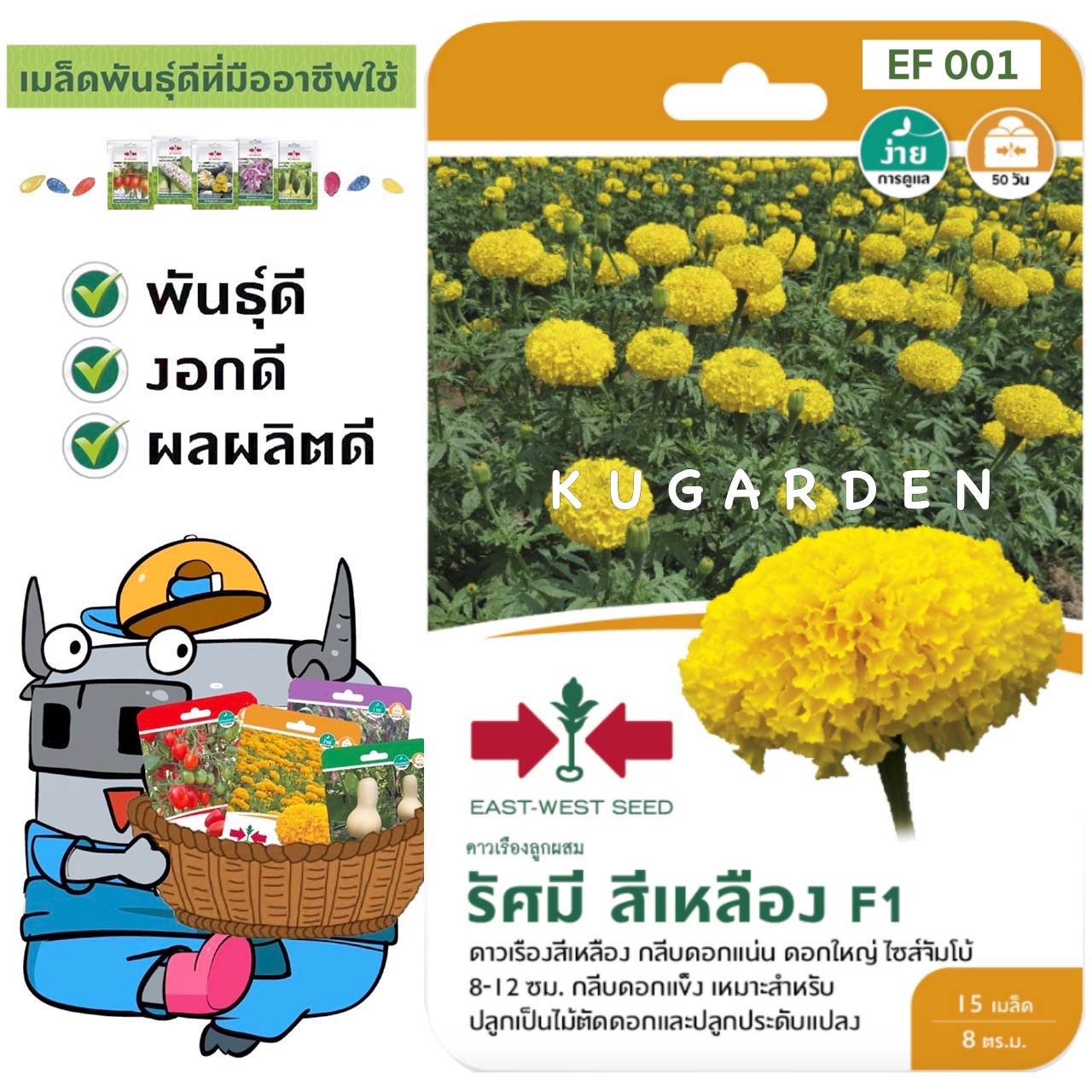 SORNDAENG 🇹🇭 ผักซอง ศรแดง N003# ดาวเรือง รัศมี สีเหลืองF1 เมล็ดพันธุ์ เมล็ดพันธุ์ลูกผสม เมล็ดพันธุ์ผัก ผักสวนครัว ผักศรแดง