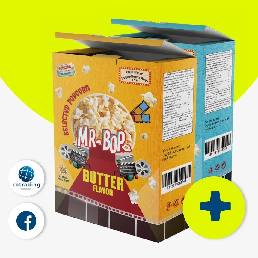 ป็อปคอร์นโรงหนัง Mr-Bop Microwave popcorn butter+salted  ไมโครเวฟ ป๊อบคอร์น รสเนย+รสเค็ม 90x3g Non GMO, No trans fat pack x2