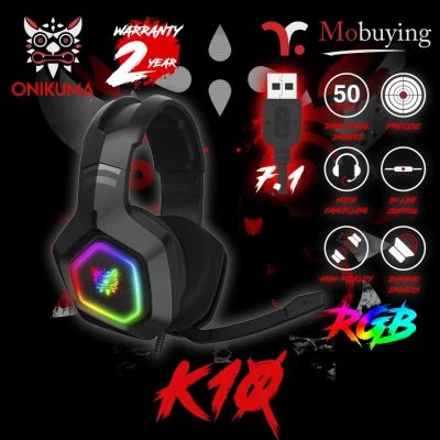 หูฟังเกมมิ่ง ONIKUMA K10 Professional Gaming Headset หูฟัง ขนาดลำโพง 50mm ไมโครโฟนตัดเสียงรบกวน พร้อมแสงไฟ RGB รองรับการใช้ทุก Platform หูฟังเกมมิ่ง หูฟังสำหรับเล่นเกม