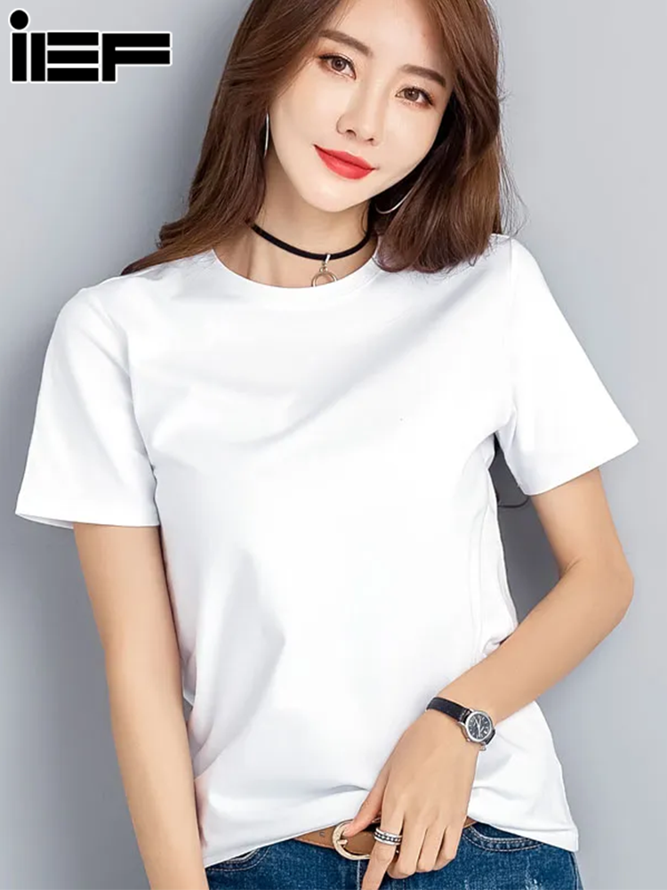 IEF new summer pure color round neck short sleeve bottoming shirt bottoming shirt short sleeve ราคา 34 บาท*ส่งฟรี
