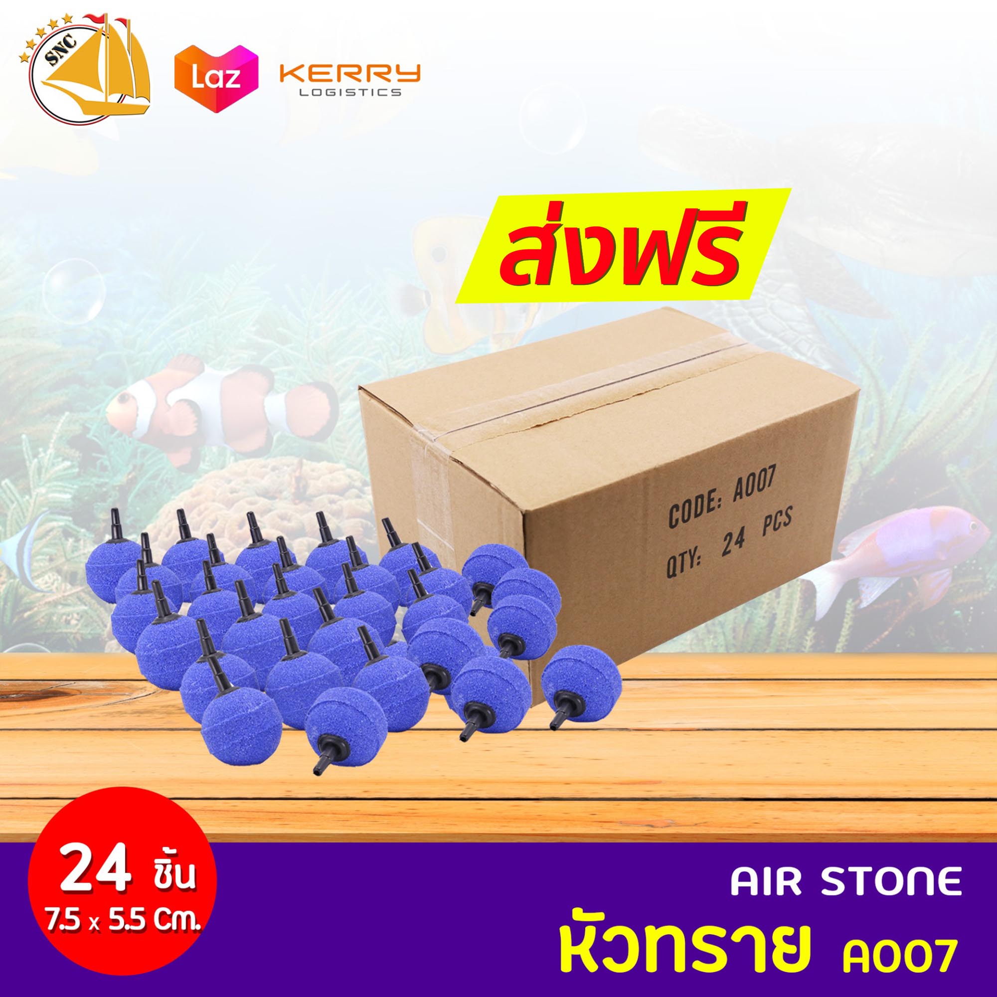 Air Stone A007 หัวทรายขนาด 5.5cm. 24 pcs ยกกล่อง