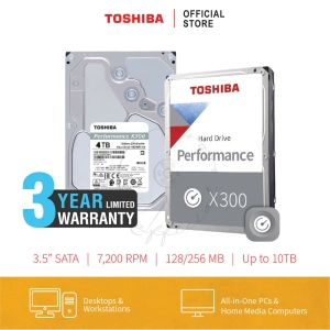 สินค้า Toshiba PC HDD (4TB) 3.5\" SATA 3.5 รุ่น (X300) HDWR440 :7200RPM C/B 128MB สาย Graphic Adobe etc. Internal Harddisk