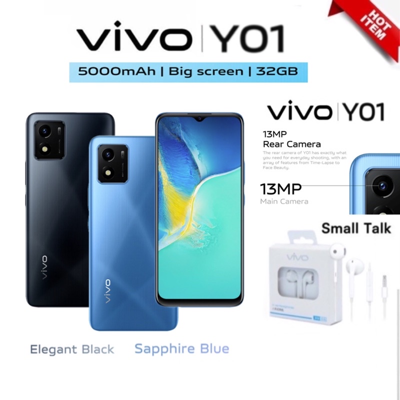 New Vivo Y01 (ram232Gb) ของแถมพิเศษ ประกันศูนย์ 1 ปี