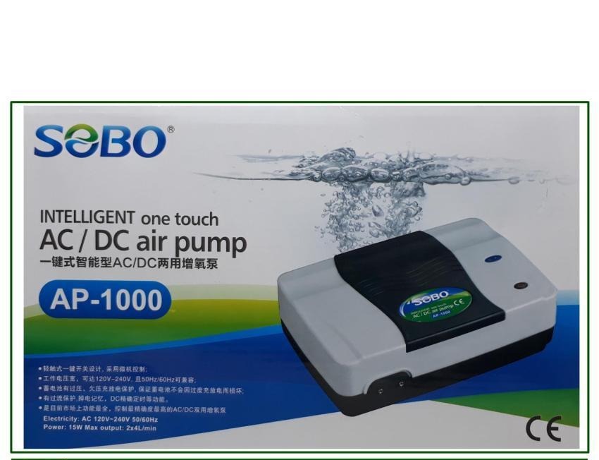 SOBO AP1000 ปั๊มลม มีแบตเตอรี่ในตัว ปั๊มออกซิเจน AC/DC Air Pump อุปกรณ์