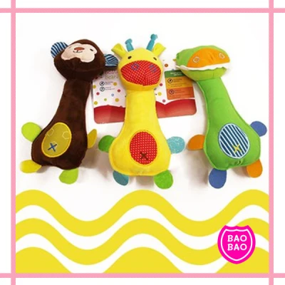 BAOBAOBABYSHOP - Baby Infant Rattles Toy Crocodile, Giraffe, Monkey, Bear model plush toy baby boys girls Educational BB rattles Hanging Safety Plush brinquedos