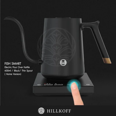 HILLKOFF : กาดริปกาแฟ TimeMore FISH SMART Electric Pour Over Kettle 600ml กาไฟฟ้า กาต้มน้ำไฟฟ้า สีดำ