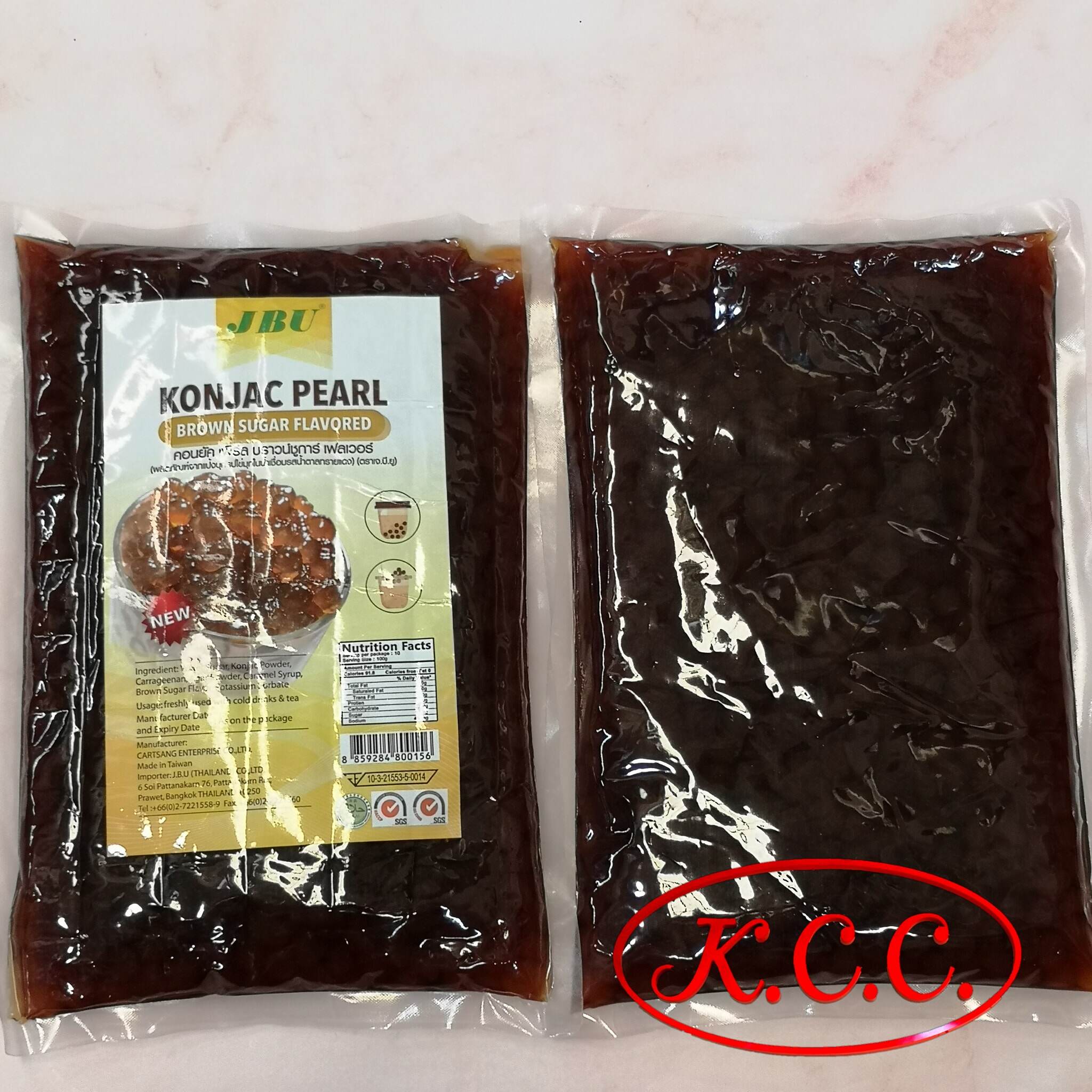 KCC คอนยัค เพิร์ล (มุกบุก) บราวน์ชูการ์ Conjac Pearl Brown Sugar ของ JBU ถ่ายจากสินค้าจริง