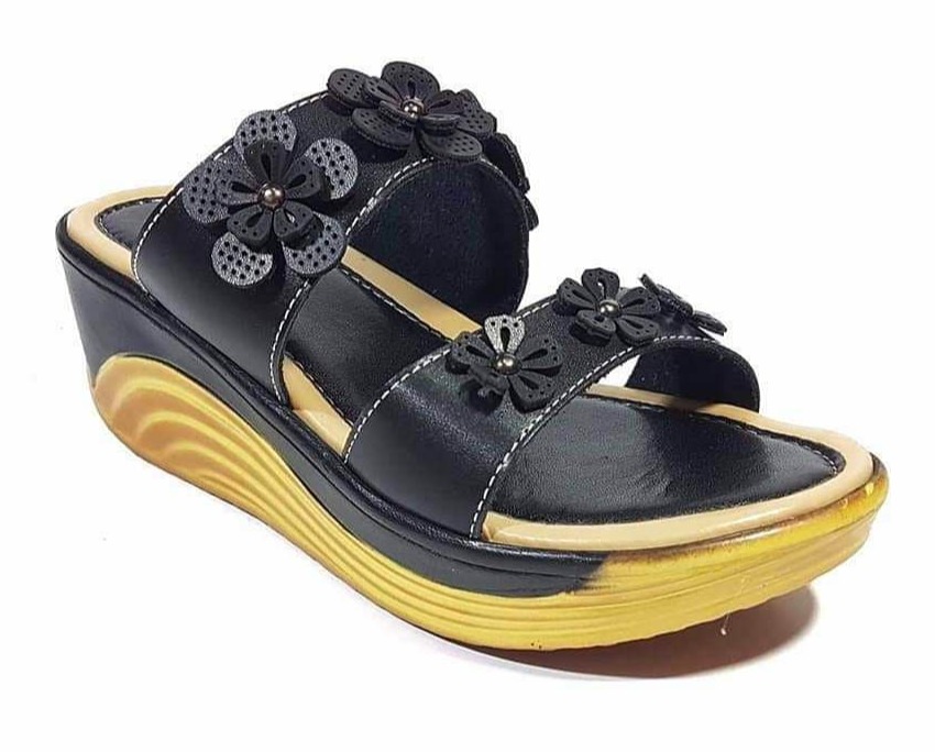 (พร้อมส่ง) รองเท้าหนังนิ่ม รองเท้า รองเท้าเพื่อสุขภาพหญิง รุ่น35179 สีดำ