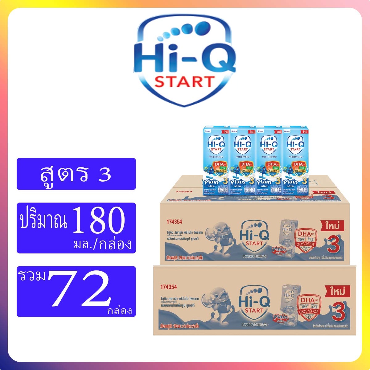 นมไฮคิว UHT สูตร 3/4 รสจืดยกลัง 110ml/180 ml