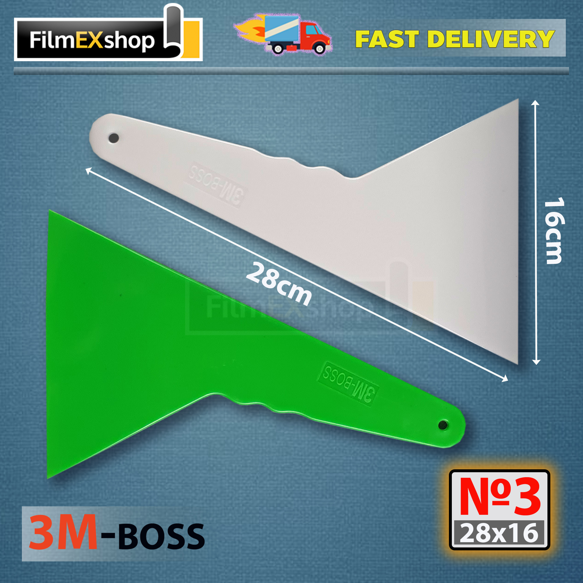 เกียงรีดฟิล์ม 3M BOSS 28х16cm (№3) Heat Resist Plastic Squeegee Window Tint Tool