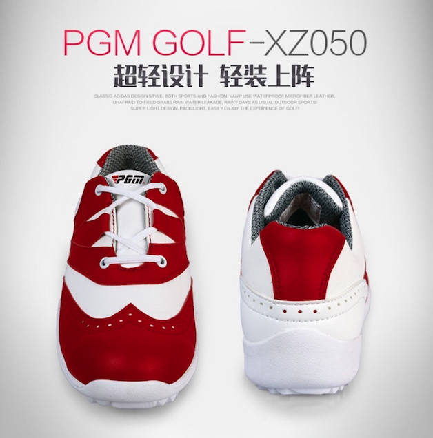 รองเท้ากอล์ฟ EXCEED PGM LADY GOLF SHOES XZ050 SIZE EU:34-38 สีขาวแถบแดง