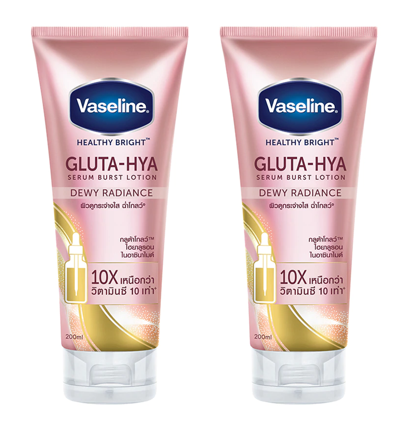 Vaseline Healthy Bright Gluta-Hya Serum Burst Lotion Dewy Radiance 200ml. (2หลอด) วาสลีน เฮลธี้ ไบรท