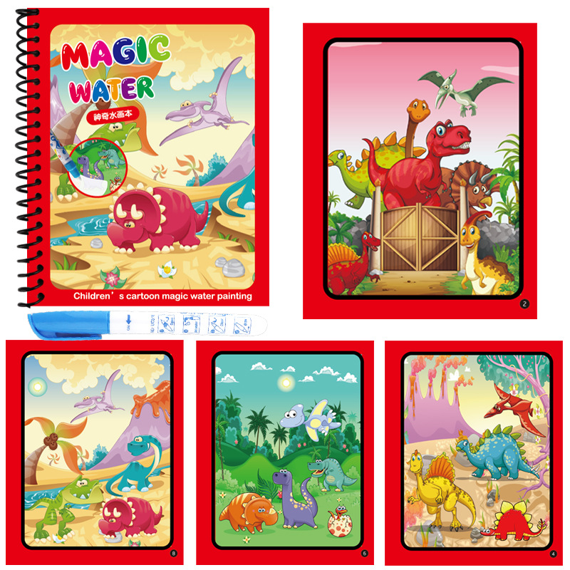 วาดของเล่น เมจิกน้ำวาดหนังสือ สมุดระบายสีเส้นขยุกขยิกและปากกาเมจิก กระดานวาดภาพจิตรกรรม ของขวัญวันเกิดสำหรับเด็กของเล่น