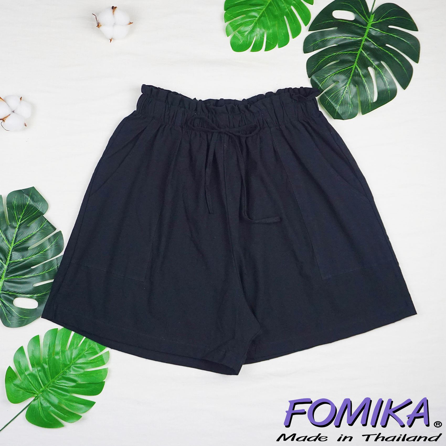 ? FOMIKA 2?กางเกงขาสั้น กางเกงขา​สั้น​ผู้หญิง​ ผ้าฝ้ายแท้100% เชือกรูดได้จริง​