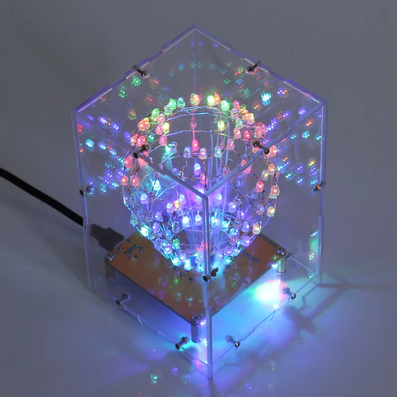 DIY ชุดอิเล็กทรอนิกส์ LED Cube บอลกระพริบแสงบัดกรีโครงการปฏิบัติสำหรับต้นกำเนิดโรงเรียนนักเรียนการเรียนรู้ของขวัญวาเลนไทน์ ราคา 747 บาท*ส่งฟรี