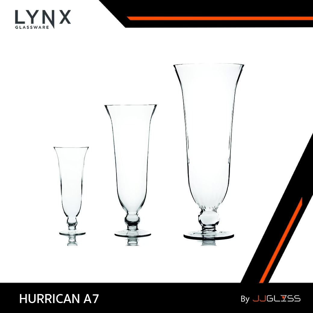 JJGLASS - (LYNX) HURRICAN A7 - แจกันแก้ว พานแก้ว แฮนด์เมด ทรงสูง ปากบาน มีให้เลือก 3 ขนาด