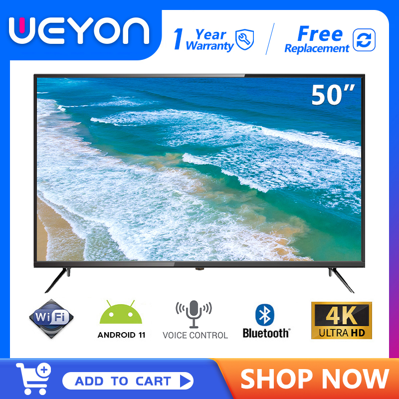 WEYON 50 "สมาร์ททีวี, Android 11.0, หน้าจออัลตร้าชัดเจน, รองรับ wifi, สามารถดู YouTube / Netflix, หน่วยความจำขนาดใหญ่ 1.5 + 8G ราคา 7,990 บาท*ส่งฟรี