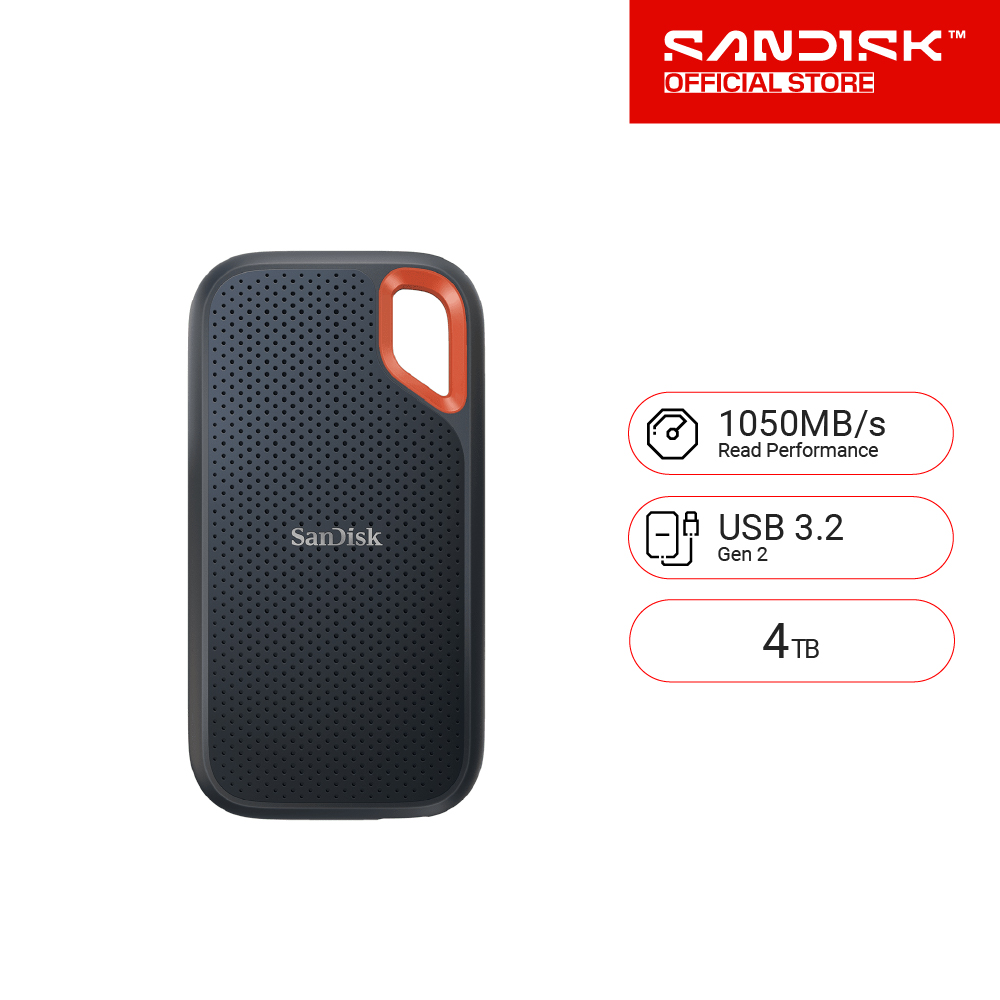 SanDisk Extreme Portable SSD, 4TB SDSSDE61, USB 3.2 Gen 2 ( เอสเอสดี Solid State Drive ) ราคา 33,550 บาท*ส่งฟรี