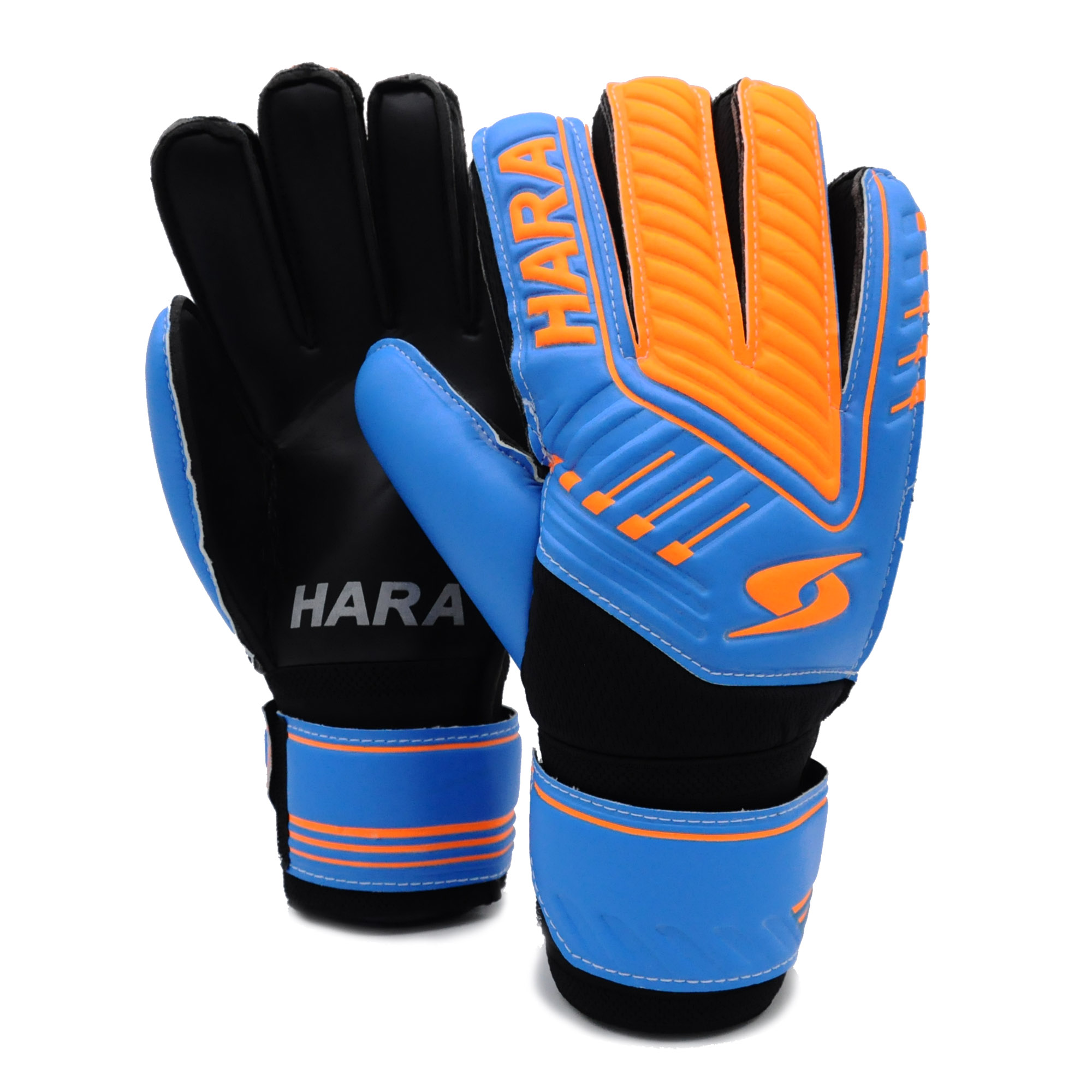 HARA Sports ถุงมือผู้รักษาประตู มีฟิงเกอร์เซฟ ถุงมือฟุตบอล สีน้ำเงิน