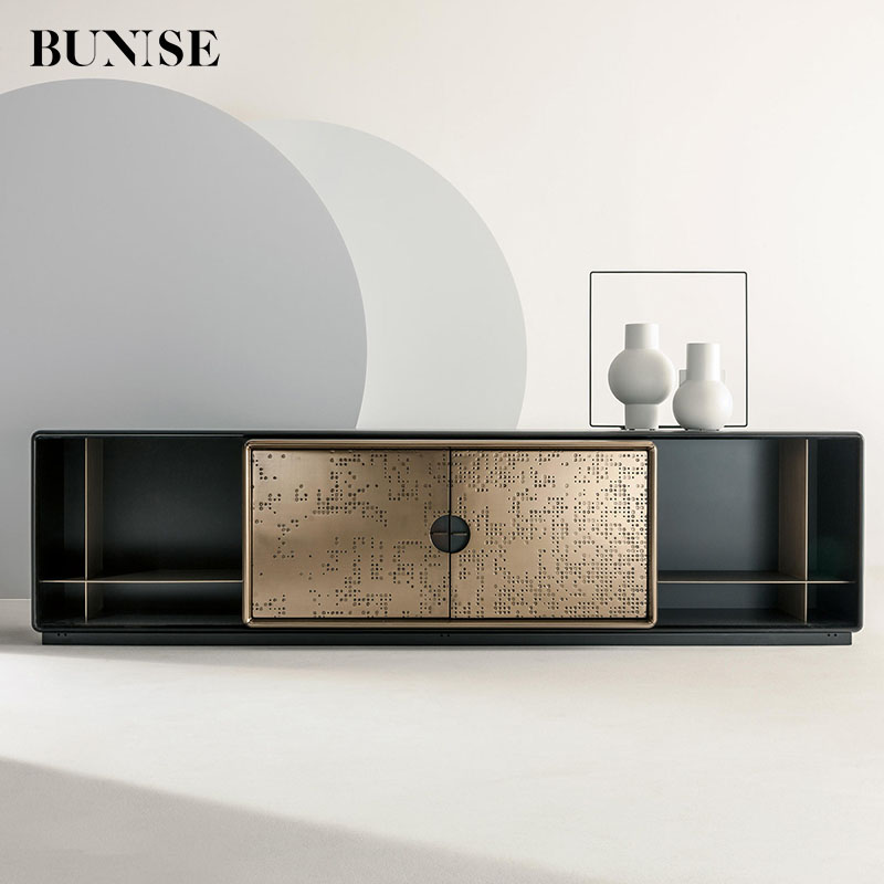 Bunise Italian-inspired high-end stainless steel TV cabinet bg1206 luxury stainless steel TV cabinet, TV shelf with 2 door cabinet, modern style luxury design-Italy TV cabinet, choose length can ราคา 95,264 บาท*ส่งฟรี