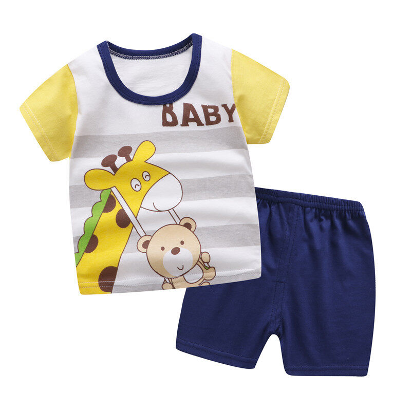 Bala Babyเสื้อผ้าเด็ก เซ็ต2ชิ้น เสื้อยืดคอกลม+กางเกงขาสั้น ชุดเด็กDXT01