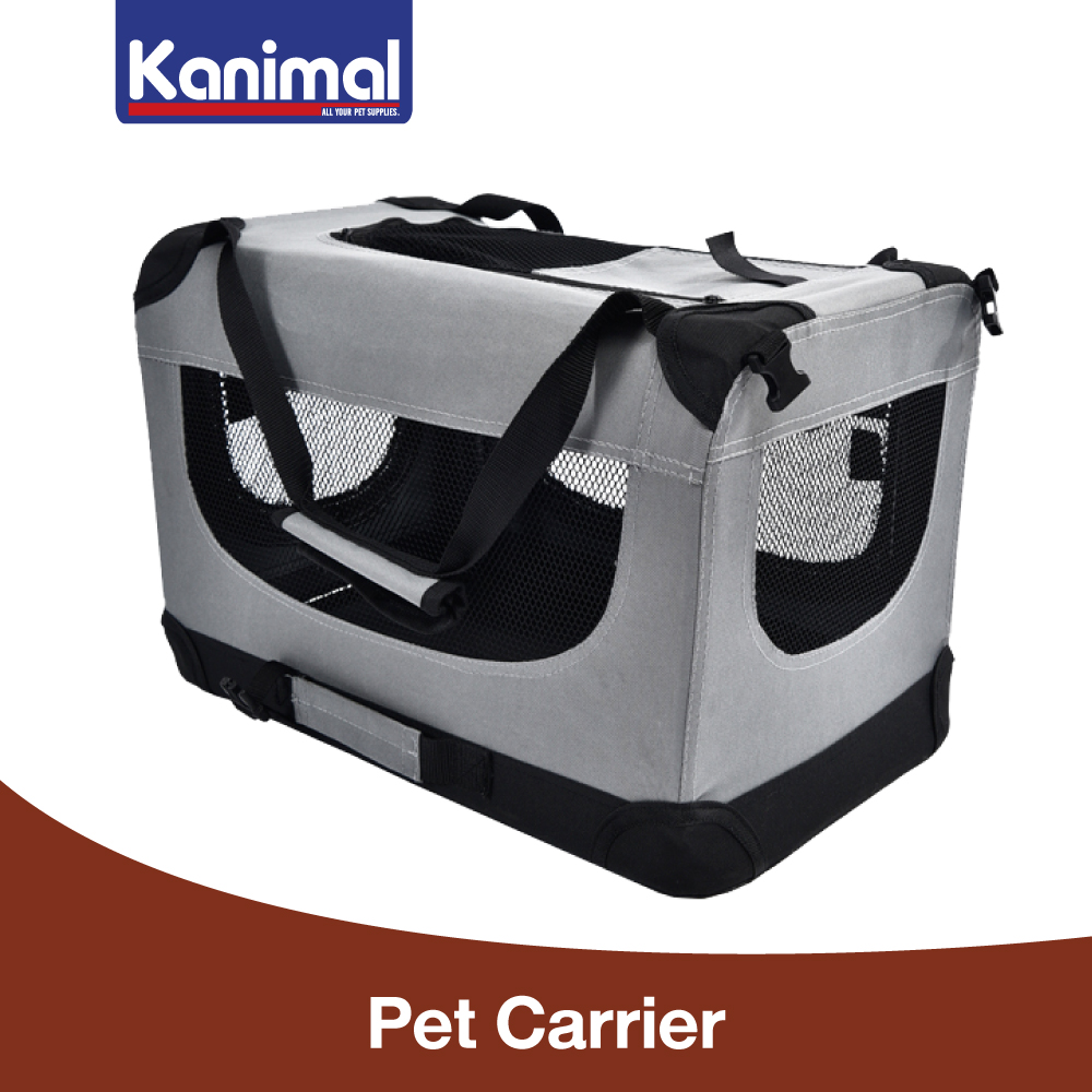 Kanimal Pet Carrier Portable Fabric Folding Travel Bag With Fleece Blanket For Dogs and Cats Size M 50x35x35 cm. (Grey) ราคา 1,127 บาท*ส่งฟรี