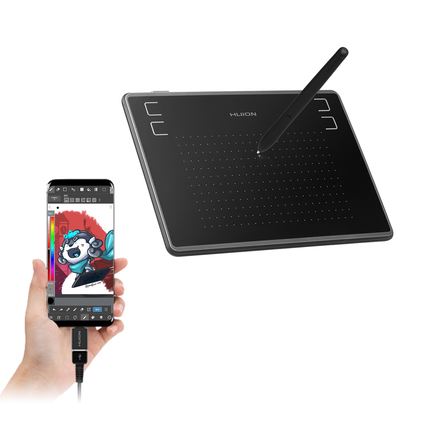 Huion H430P Digital Graphics Tablets OSU! Drawing Tablet with 4096 Battery-Free Stylus and 4 Express Keys Ideal Use for Distance Education and Wed Conference ราคา 1,359 บาท*ส่งฟรี