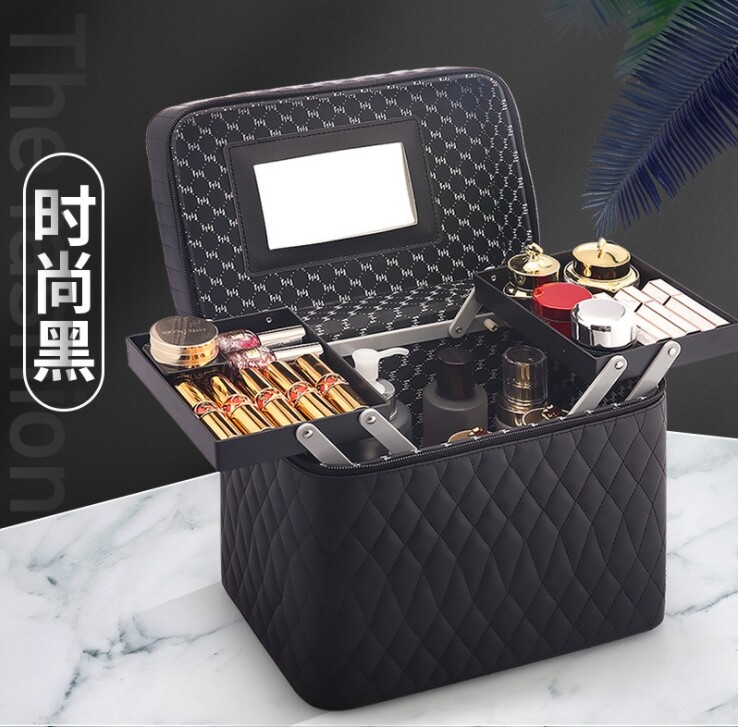 กล่องเก็บเครื่องสำอางสำหรับพกพา สวยหรู Cosmetic Box มี 4 สีให้เลือก 2 ถาด  กระเป๋าเดินทาง กระเป๋าผู้หญิง กระเป๋าแฟชั่น