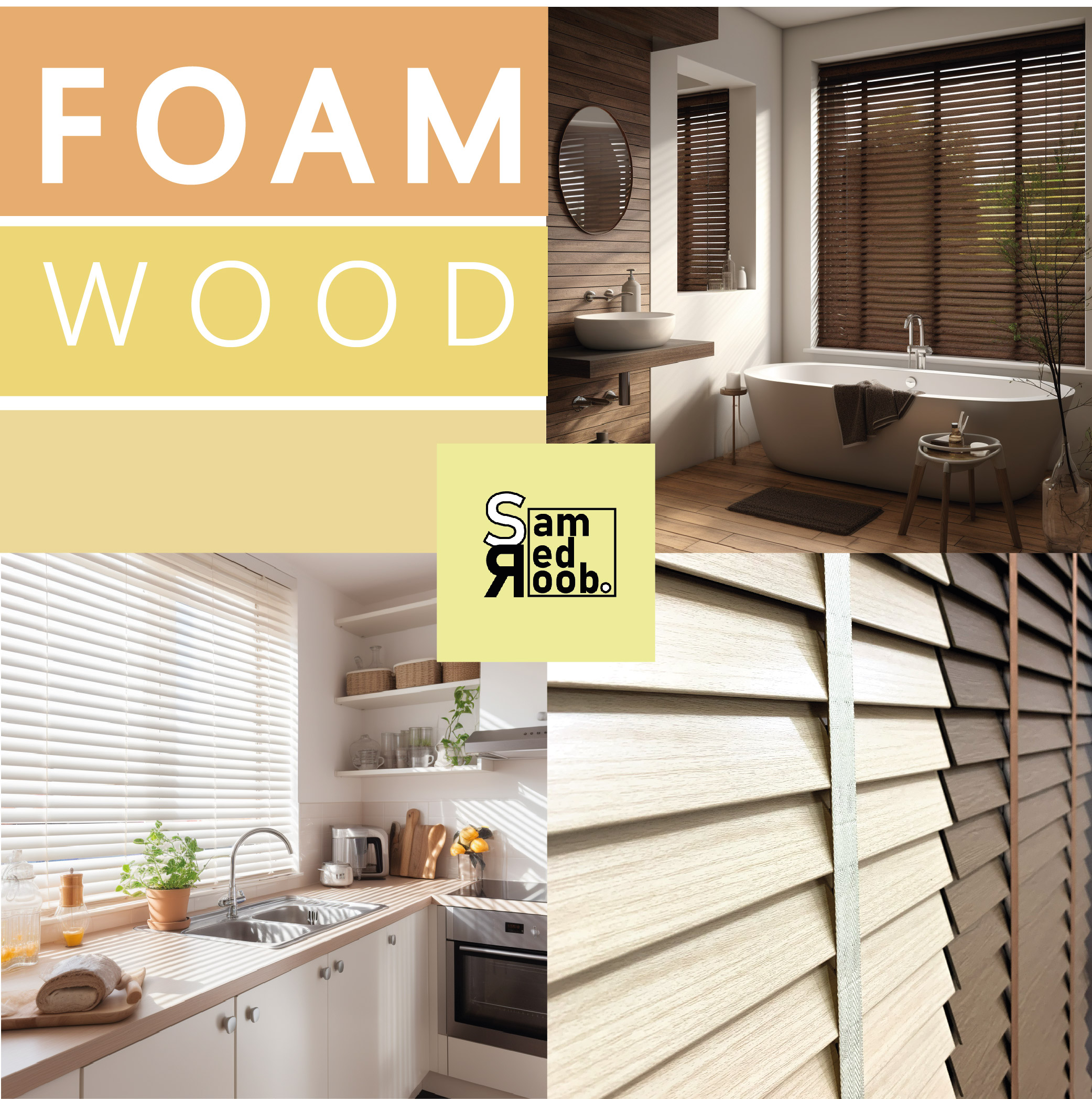 มู่ลี่  มู่ลี่ไม้ โฟมวูด FoamWood สั่งตัดตามขนาด ราคาคิดเป็นตารางหลา มู่ลี่ครัว มู่ลี่ห้องน้ำ (แจ้งขนาดเพื่อประเมินราคาในช่องแชท) ราคาพิเศษ