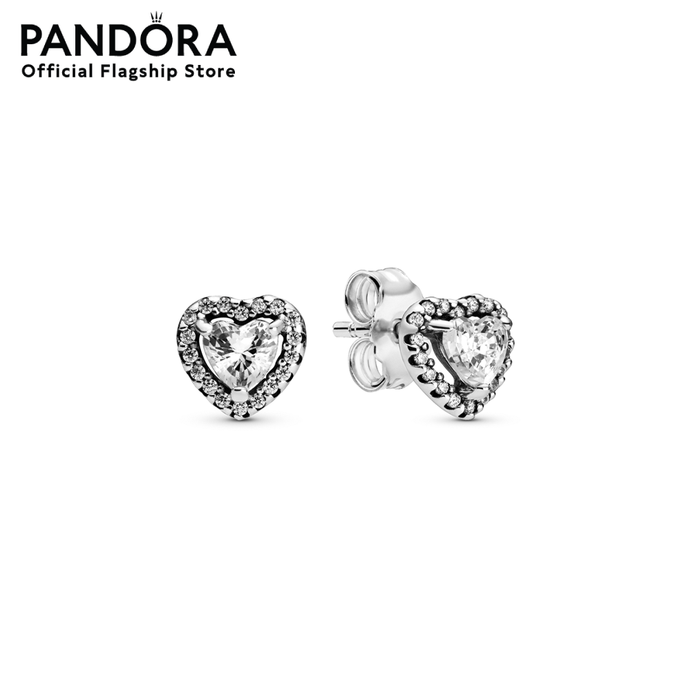 Pandora Heart sterling silver stud earrings with clear cubic zirconia เครื่องประดับ ต่างหู ต่างหูเงิน ต่างหูสีเงิน เงิน ต่างหูแพนดอร่า แพนดอร่า ราคา 2,835 บาท*ส่งฟรี