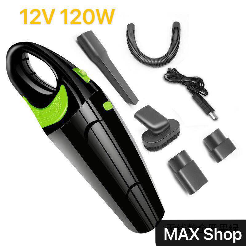 MAX Shop เครื่องดูดฝุ่น ในรถยนต์ไร้สาย (ฟรีตาข่ายใส่มือถือ)120W 12V ระบบสุญญากาศ Car Vacuum Cleaner  เครื่องดูดฝุ่นในรถ แถมหัวดูด 5 ชนิด