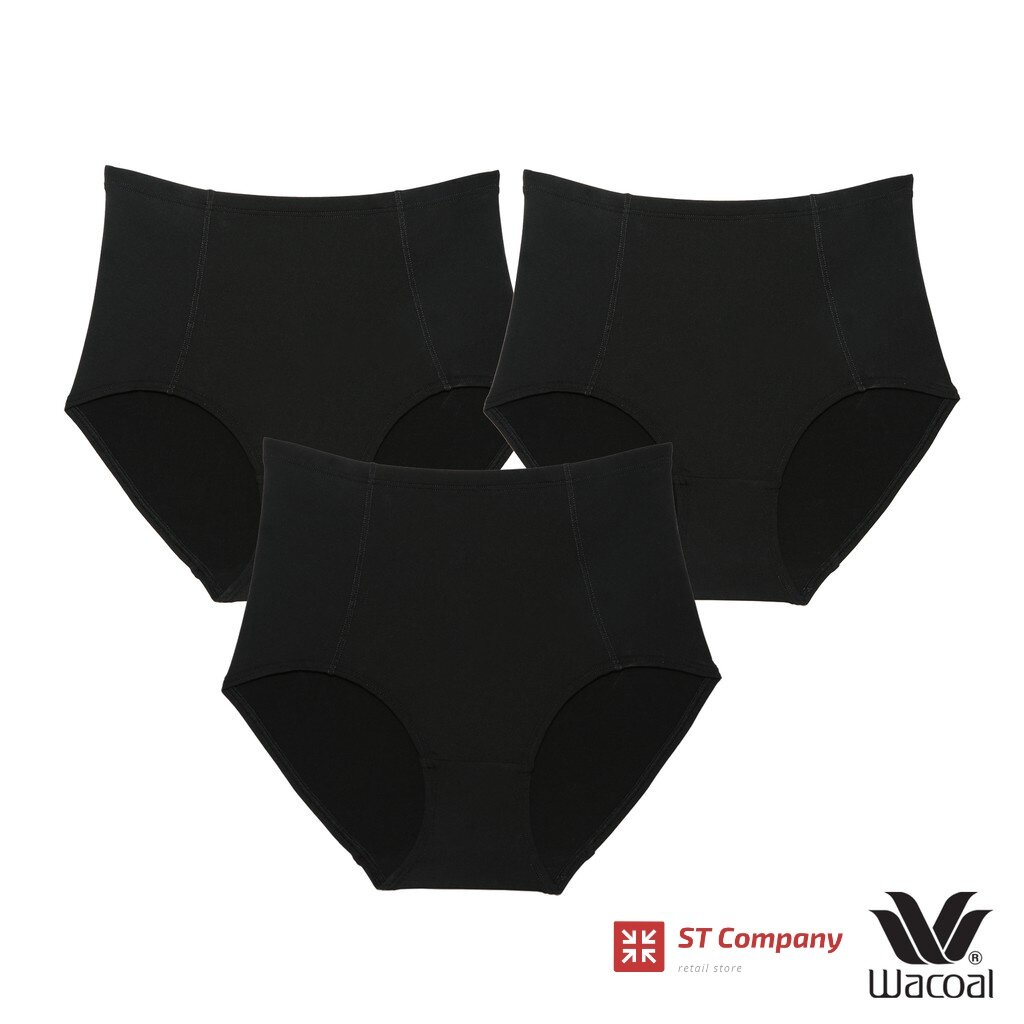Wacoal กางเกงใน กระชับหน้าท้อง สีดำ-เบจ-น้ำตาล 3 ตัว แบบเต็มตัว (Short) รุ่น WU4836 เก็บหน้าท้อง เก็บท้อง เก็บพุง กระชับหน้าท้อง Support Panty วาโก้ หญิง