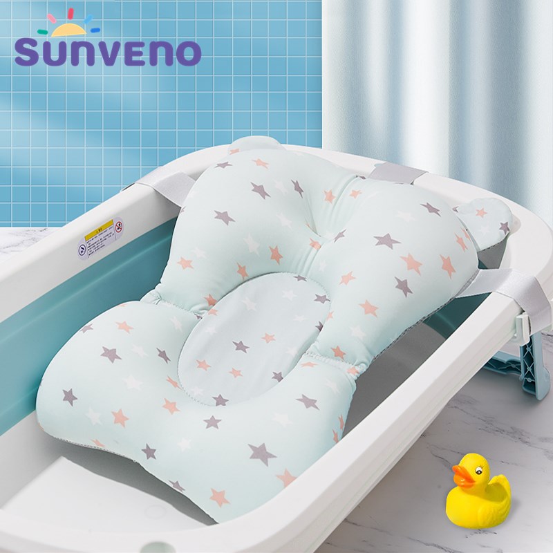 SUNVENO Baby Shower Bathtub Pad Support Mat Foldable Pillow Newborn Safety Bath Mat Infant Non-Slip Soft Comfort Bathtub Cushion ราคา 169 บาท*ส่งฟรี