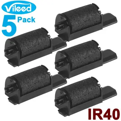 Vileed 5pcs IR40 Black Ink Roller for Printing Calculator Cash Register Retail POS Equipment Printer Compatible IR 40 IR-40 BK Ink Roll Print Cartridge for Canon for Casio for Aurora for Epson for Olivetti for Olympia for Royal Sanyo for Sharp for Victor