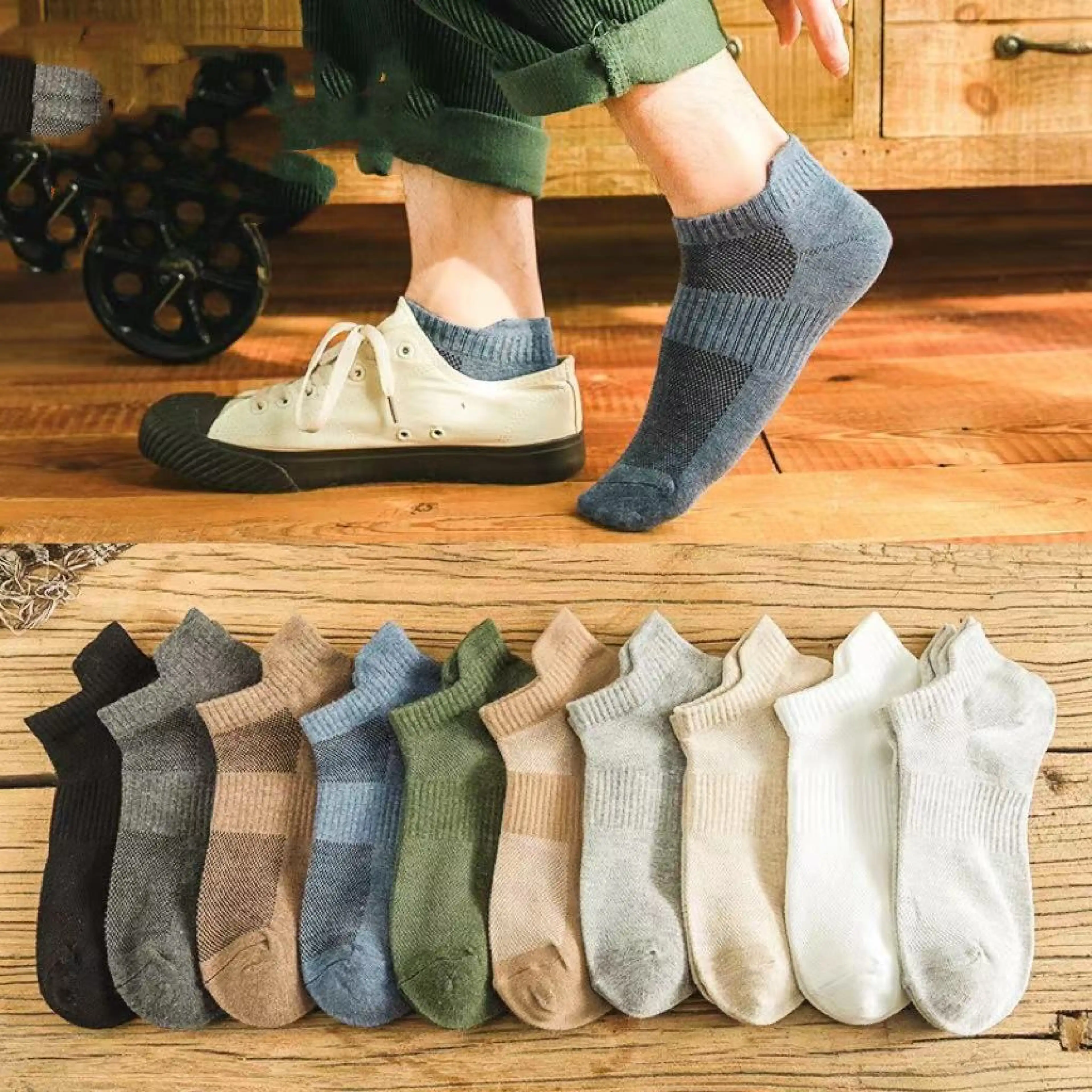 ถุงเท้าสีพื้น 10 สีผ้าหนา ระบายอากาศดีแฟชั่น ถุงเท้าข้อสั้นลายน่ารัก เนื้อผ้านุ่ม #006