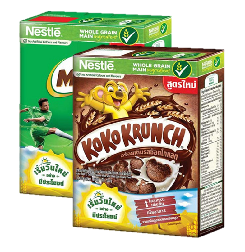 Nestle Cereal (Koko Krunch 170g + Milo Chocolate 170g) เนสท์เล่ ซีเรียล อาหารเช้า (ไมโล ช็อคโกแลต+โกโก้ครั้นซ์) x 2กล่อง