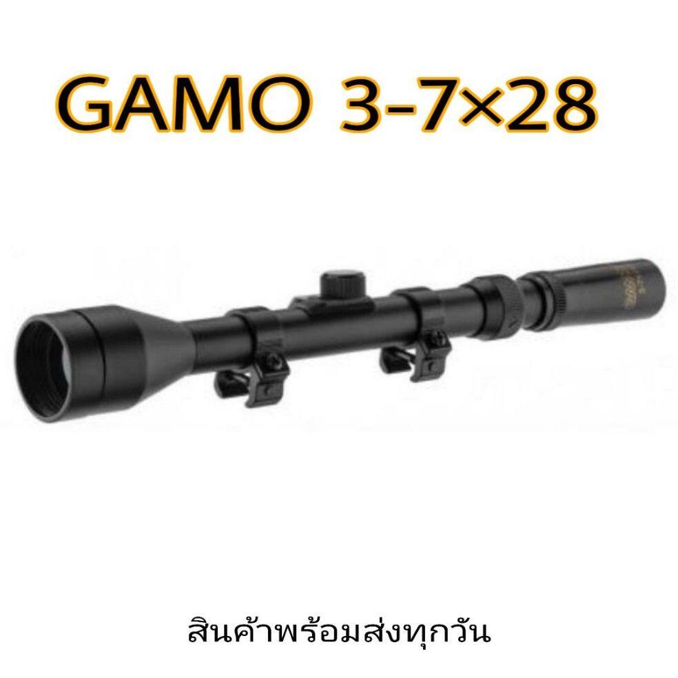 กล้องสโคป GAMO 3-7 x 28 คมชัด ปรับซูมได้ 7 เท่าขายึดขนาด 11 มิล ระยะไกล 20 - 120 หลา ใช้งานได้ดี